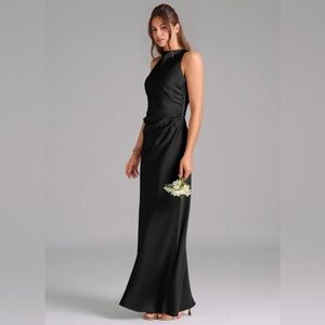 Azazie Black High-Neck Sleeveless Maxi Gown